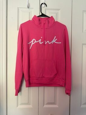 PINK Victoria's Secret Pullover Half-Zip Sweatshirt in Bright Pink